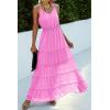 imagePRETTYGARDEN Sundress for Women 2025 Summer Spaghetti Strap Sleeveless High Waist Beach Long Maxi DressesRose Pink