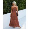 imagePRETTYGARDEN Sundress for Women 2025 Summer Spaghetti Strap Sleeveless High Waist Beach Long Maxi DressesRust Red