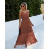 imagePRETTYGARDEN Sundress for Women 2025 Summer Spaghetti Strap Sleeveless High Waist Beach Long Maxi DressesRust Red