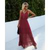 imagePRETTYGARDEN Sundress for Women 2025 Summer Spaghetti Strap Sleeveless High Waist Beach Long Maxi DressesWine Red
