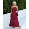 imagePRETTYGARDEN Sundress for Women 2025 Summer Spaghetti Strap Sleeveless High Waist Beach Long Maxi DressesWine Red