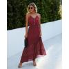 imagePRETTYGARDEN Sundress for Women 2025 Summer Spaghetti Strap Sleeveless High Waist Beach Long Maxi DressesWine Red