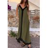imagePRETTYGARDEN Womens 2025 Summer Maxi Dress Sleeveless V Neck Spaghetti Strap Flowy Elegant Holiday Party DressesArmy Green