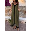 imagePRETTYGARDEN Womens 2025 Summer Maxi Dress Sleeveless V Neck Spaghetti Strap Flowy Elegant Holiday Party DressesArmy Green