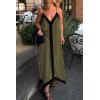 imagePRETTYGARDEN Womens 2025 Summer Maxi Dress Sleeveless V Neck Spaghetti Strap Flowy Elegant Holiday Party DressesArmy Green