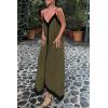 imagePRETTYGARDEN Womens 2025 Summer Maxi Dress Sleeveless V Neck Spaghetti Strap Flowy Elegant Holiday Party DressesArmy Green