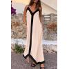 imagePRETTYGARDEN Womens 2025 Summer Maxi Dress Sleeveless V Neck Spaghetti Strap Flowy Elegant Holiday Party DressesBeige