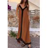 imagePRETTYGARDEN Womens 2025 Summer Maxi Dress Sleeveless V Neck Spaghetti Strap Flowy Elegant Holiday Party DressesBrown