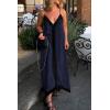 imagePRETTYGARDEN Womens 2025 Summer Maxi Dress Sleeveless V Neck Spaghetti Strap Flowy Elegant Holiday Party DressesNavy