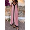 imagePRETTYGARDEN Womens 2025 Summer Maxi Dress Sleeveless V Neck Spaghetti Strap Flowy Elegant Holiday Party DressesPink