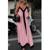 imagePRETTYGARDEN Womens 2025 Summer Maxi Dress Sleeveless V Neck Spaghetti Strap Flowy Elegant Holiday Party DressesPink