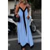 imagePRETTYGARDEN Womens 2025 Summer Maxi Dress Sleeveless V Neck Spaghetti Strap Flowy Elegant Holiday Party DressesSky Blue