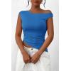 imagePRETTYGARDEN Womens 2025 Summer Off The Shoulder Crop Tops Sleeveless One Shoulder Ruched Asymmetrical Y2K Going Out Tank TopBlue