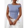 imagePRETTYGARDEN Womens 2025 Summer Off The Shoulder Crop Tops Sleeveless One Shoulder Ruched Asymmetrical Y2K Going Out Tank TopLight Blue