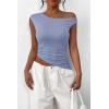 imagePRETTYGARDEN Womens 2025 Summer Off The Shoulder Crop Tops Sleeveless One Shoulder Ruched Asymmetrical Y2K Going Out Tank TopLight Blue