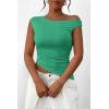 imagePRETTYGARDEN Womens 2025 Summer Off The Shoulder Crop Tops Sleeveless One Shoulder Ruched Asymmetrical Y2K Going Out Tank TopLight Green