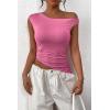 imagePRETTYGARDEN Womens 2025 Summer Off The Shoulder Crop Tops Sleeveless One Shoulder Ruched Asymmetrical Y2K Going Out Tank TopPink