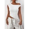 imagePRETTYGARDEN Womens 2025 Summer Off The Shoulder Crop Tops Sleeveless One Shoulder Ruched Asymmetrical Y2K Going Out Tank TopWhite