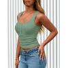 imagePRETTYGARDEN Womens 2025 Summer Tank Tops Ribbed Knit Slim Fit Sleeveless Henley Shirts Casual Basic Button Up BlouseGrey Green