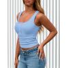 imagePRETTYGARDEN Womens 2025 Summer Tank Tops Ribbed Knit Slim Fit Sleeveless Henley Shirts Casual Basic Button Up BlouseLight Blue