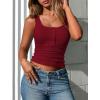 imagePRETTYGARDEN Womens 2025 Summer Tank Tops Ribbed Knit Slim Fit Sleeveless Henley Shirts Casual Basic Button Up BlouseWine Red