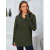 imagePRETTYGARDEN Womens Long Sleeve Quarter Zip Pullover Sweater Casual Loose V Neck Collared Ribbed Knit Jumper Tops Thumb HoleArmy Green