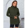 imagePRETTYGARDEN Womens Long Sleeve Quarter Zip Pullover Sweater Casual Loose V Neck Collared Ribbed Knit Jumper Tops Thumb HoleArmy Green