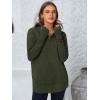 imagePRETTYGARDEN Womens Long Sleeve Quarter Zip Pullover Sweater Casual Loose V Neck Collared Ribbed Knit Jumper Tops Thumb HoleArmy Green