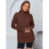 imagePRETTYGARDEN Womens Long Sleeve Quarter Zip Pullover Sweater Casual Loose V Neck Collared Ribbed Knit Jumper Tops Thumb HoleBrown