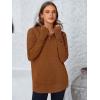 imagePRETTYGARDEN Womens Long Sleeve Quarter Zip Pullover Sweater Casual Loose V Neck Collared Ribbed Knit Jumper Tops Thumb HoleCaramel