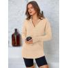 imagePRETTYGARDEN Womens Long Sleeve Quarter Zip Pullover Sweater Casual Loose V Neck Collared Ribbed Knit Jumper Tops Thumb HoleDark Apricot