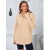 imagePRETTYGARDEN Womens Long Sleeve Quarter Zip Pullover Sweater Casual Loose V Neck Collared Ribbed Knit Jumper Tops Thumb HoleDark Apricot