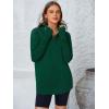 imagePRETTYGARDEN Womens Long Sleeve Quarter Zip Pullover Sweater Casual Loose V Neck Collared Ribbed Knit Jumper Tops Thumb HoleDark Green