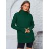 imagePRETTYGARDEN Womens Long Sleeve Quarter Zip Pullover Sweater Casual Loose V Neck Collared Ribbed Knit Jumper Tops Thumb HoleDark Green