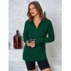 imagePRETTYGARDEN Womens Long Sleeve Quarter Zip Pullover Sweater Casual Loose V Neck Collared Ribbed Knit Jumper Tops Thumb HoleDark Green
