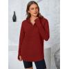 imagePRETTYGARDEN Womens Long Sleeve Quarter Zip Pullover Sweater Casual Loose V Neck Collared Ribbed Knit Jumper Tops Thumb HoleDark Red