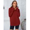 imagePRETTYGARDEN Womens Long Sleeve Quarter Zip Pullover Sweater Casual Loose V Neck Collared Ribbed Knit Jumper Tops Thumb HoleDark Red