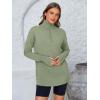 imagePRETTYGARDEN Womens Long Sleeve Quarter Zip Pullover Sweater Casual Loose V Neck Collared Ribbed Knit Jumper Tops Thumb HoleGrey Green