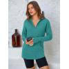 imagePRETTYGARDEN Womens Long Sleeve Quarter Zip Pullover Sweater Casual Loose V Neck Collared Ribbed Knit Jumper Tops Thumb HoleLake Blue