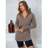 imagePRETTYGARDEN Womens Long Sleeve Quarter Zip Pullover Sweater Casual Loose V Neck Collared Ribbed Knit Jumper Tops Thumb HoleLight Brown