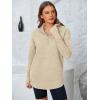 imagePRETTYGARDEN Womens Long Sleeve Quarter Zip Pullover Sweater Casual Loose V Neck Collared Ribbed Knit Jumper Tops Thumb HoleLight Khaki