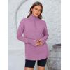 imagePRETTYGARDEN Womens Long Sleeve Quarter Zip Pullover Sweater Casual Loose V Neck Collared Ribbed Knit Jumper Tops Thumb HoleLight Purple