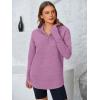 imagePRETTYGARDEN Womens Long Sleeve Quarter Zip Pullover Sweater Casual Loose V Neck Collared Ribbed Knit Jumper Tops Thumb HoleLight Purple