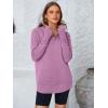imagePRETTYGARDEN Womens Long Sleeve Quarter Zip Pullover Sweater Casual Loose V Neck Collared Ribbed Knit Jumper Tops Thumb HoleLight Purple