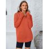 imagePRETTYGARDEN Womens Long Sleeve Quarter Zip Pullover Sweater Casual Loose V Neck Collared Ribbed Knit Jumper Tops Thumb HoleOrange