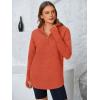 imagePRETTYGARDEN Womens Long Sleeve Quarter Zip Pullover Sweater Casual Loose V Neck Collared Ribbed Knit Jumper Tops Thumb HoleOrange