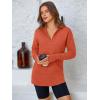 imagePRETTYGARDEN Womens Long Sleeve Quarter Zip Pullover Sweater Casual Loose V Neck Collared Ribbed Knit Jumper Tops Thumb HoleOrange