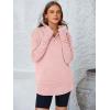 imagePRETTYGARDEN Womens Long Sleeve Quarter Zip Pullover Sweater Casual Loose V Neck Collared Ribbed Knit Jumper Tops Thumb HolePink
