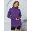 imagePRETTYGARDEN Womens Long Sleeve Quarter Zip Pullover Sweater Casual Loose V Neck Collared Ribbed Knit Jumper Tops Thumb HolePurple