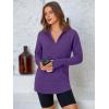 imagePRETTYGARDEN Womens Long Sleeve Quarter Zip Pullover Sweater Casual Loose V Neck Collared Ribbed Knit Jumper Tops Thumb HolePurple